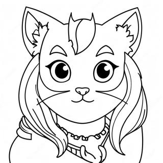 Fille Chat Pages À Colorier