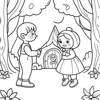 Page A Colorier Fantaisiste De Hansel Et Gretel Dans La Foret 44203-36765