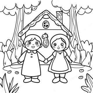 Page A Colorier Fantaisiste De Hansel Et Gretel Dans La Foret 44203-36767