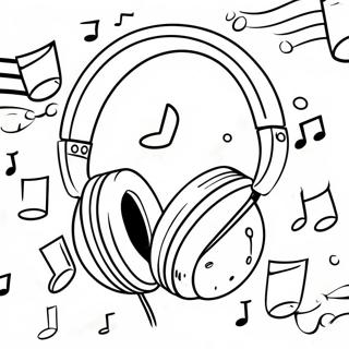 Page A Colorier De Casques Colores Avec Des Notes De Musique 44223-36781