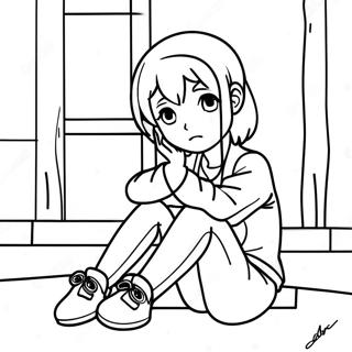 Fille Anime Triste Pages À Colorier