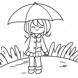 Page A Colorier Dune Fille Anime Melancolique Avec Un Parapluie 44343-36873