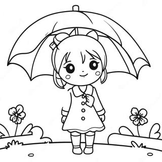 Page A Colorier Dune Fille Anime Melancolique Avec Un Parapluie 44343-36874