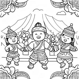 Page A Colorier De La Celebration Du Festival Hmong 44403-36922