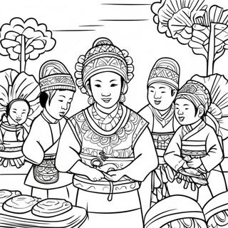 Page A Colorier De La Celebration Du Festival Hmong 44403-36924