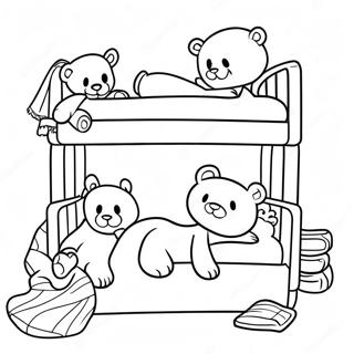 Page A Colorier De Lit Superpose Confortable Avec Des Ours En Peluche 44513-36999