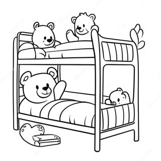 Page A Colorier De Lit Superpose Confortable Avec Des Ours En Peluche 44513-37000