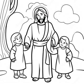 Page A Colorier Jesus Avec Des Enfants 44693-37160