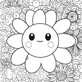 Page A Colorier De Fleurs Colorees De Takashi Murakami 44823-37259