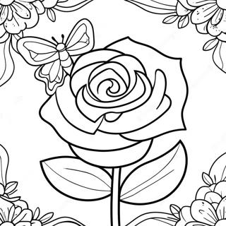 Rose Et Papillon Pages À Colorier