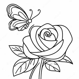 Rose Et Papillon Pages À Colorier