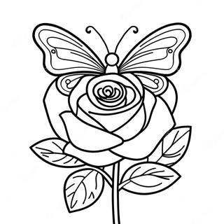 Page A Colorier De Rose Elegante Avec Papillon Colore 44983-37376