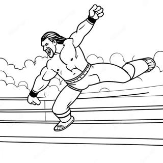 Page A Colorier De Wwe Wrestler Sautant Sur Un Adversaire 45093-37473