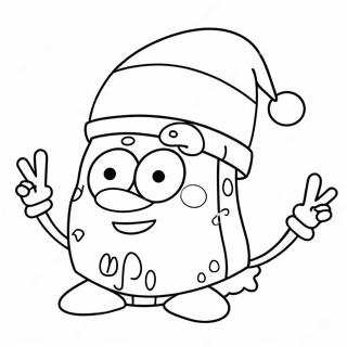 Page A Colorier Spongebob Festif Avec Un Chapeau De Noel 45254-37594