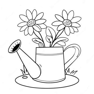 Page A Colorier Arrosoir Mignon Avec Des Fleurs 45294-37619