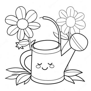 Page A Colorier Arrosoir Mignon Avec Des Fleurs 45294-37620