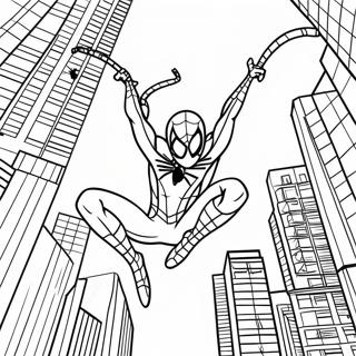 Page A Colorier Iron Spider Se Balancant A Travers La Ville 45374-37689