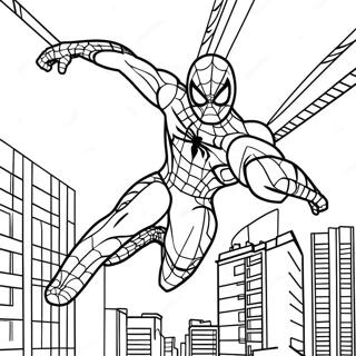 Page A Colorier Iron Spider Se Balancant A Travers La Ville 45374-37690