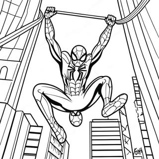 Page A Colorier Iron Spider Se Balancant A Travers La Ville 45374-37691