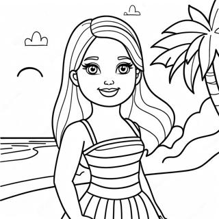 Page A Colorier Scene De Plage Barbie 45383-37696