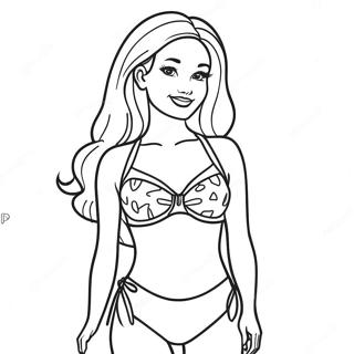 Page A Colorier Barbie En Maillot De Bain Colore 45384-37698