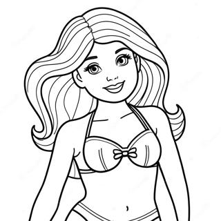 Page A Colorier Barbie En Maillot De Bain Colore 45384-37699