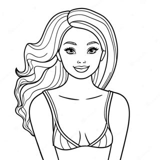 Page A Colorier Barbie En Maillot De Bain Colore 45384-37700