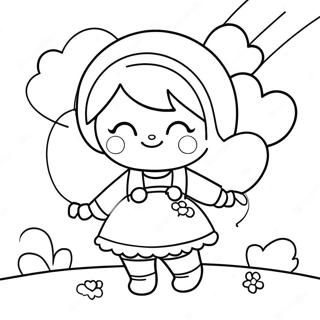 Page A Colorier Fille Mignonne Avec Des Ballons 45464-37763