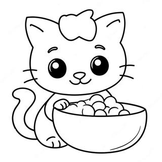 Page A Colorier De Mignon Chaton Mangeant De La Nourriture Pour Chat 45484-37791