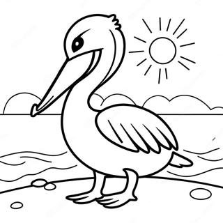 Page A Colorier De Mignon Pelican Sur La Plage 45514-37806