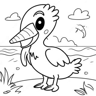 Page A Colorier De Mignon Pelican Sur La Plage 45514-37808