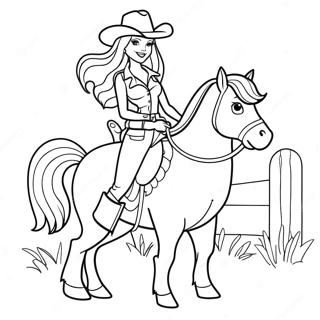 Page A Colorier Cowgirl Barbie 45633-37895