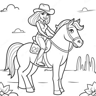 Page A Colorier Cowgirl Barbie Aventureuse A Cheval 45634-37897