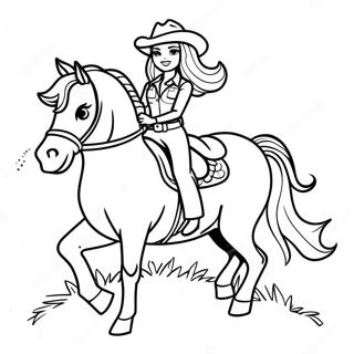 Page A Colorier Cowgirl Barbie Aventureuse A Cheval 45634-37898