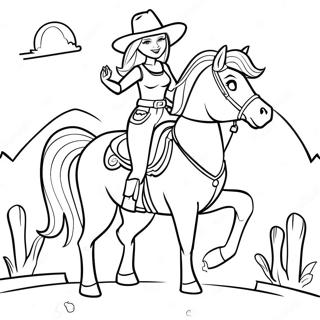 Page A Colorier Cowgirl Barbie Aventureuse A Cheval 45634-37900