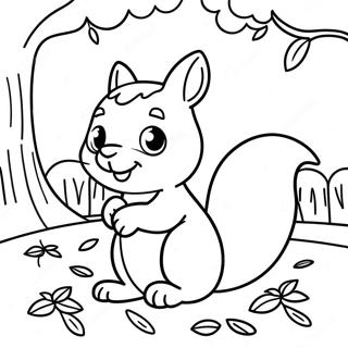 Page A Colorier Ecureuil Mignon De Maternelle En Automne 45674-37932