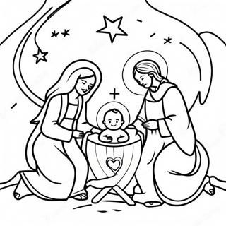 Page A Colorier Scene De Nativite Joyeuse 45714-37961