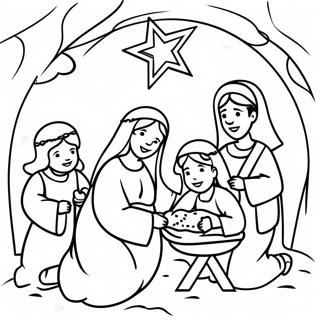 Page A Colorier Scene De Nativite Joyeuse 45714-37962