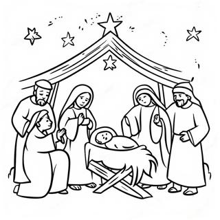 Page A Colorier Scene De Nativite Joyeuse 45714-37963