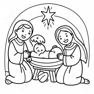 Page A Colorier Scene De Nativite Joyeuse 45714-37964