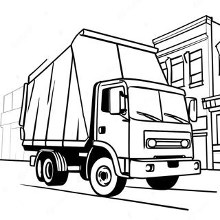 Page A Colorier Camion A Ordures Colore Dans La Rue 45744-37982