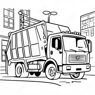 Page A Colorier Camion A Ordures Colore Dans La Rue 45744-37984