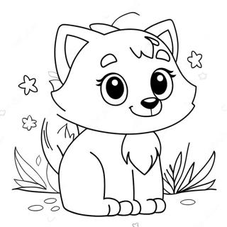 Page A Colorier De Loup Anime Mignon Avec Des Fleurs 46004-38333