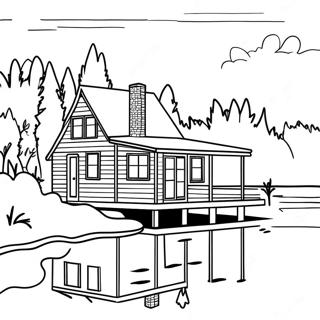 Page A Colorier De Cabane Au Bord Du Lac 46013-38330