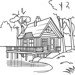 Page A Colorier De Cabane Au Bord Du Lac 46013-38332