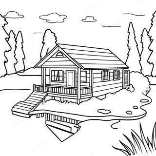 Cabane Au Bord Du Lac Pages À Colorier