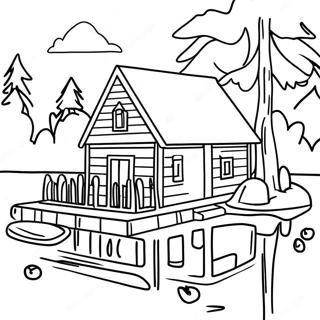 Page A Colorier De Cabane Au Bord Du Lac Confortable 46014-38326