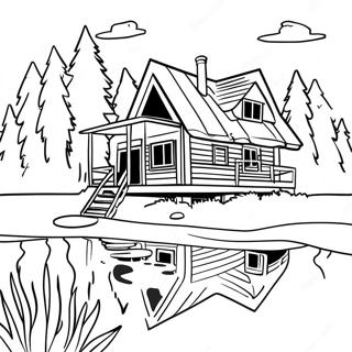 Page A Colorier De Cabane Au Bord Du Lac Confortable 46014-38327