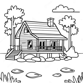 Page A Colorier De Cabane Au Bord Du Lac Confortable 46014-38328