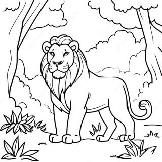 Lion Majestueux Dans La Jungle A Colorier 46374-38625